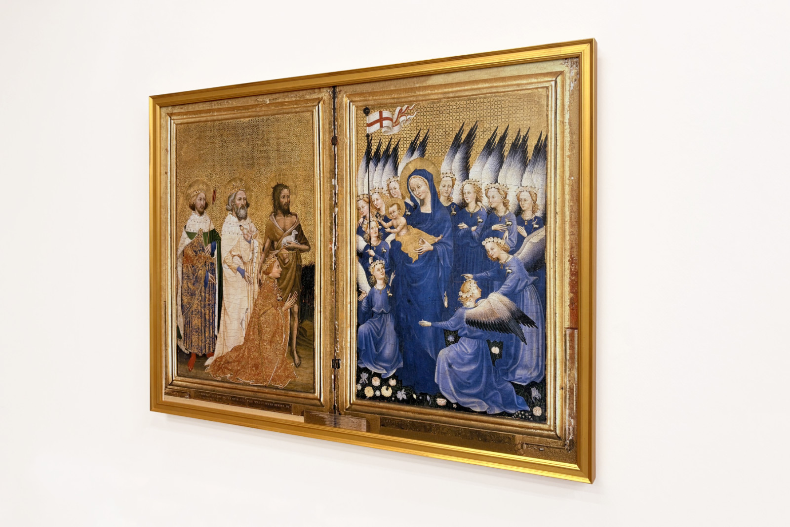 Richard II Presented to the Virgin and Child by His Patron Saint John the Baptist and Saints Edward and Edmund, c.1395-99 - Master of the Wilton Diptych