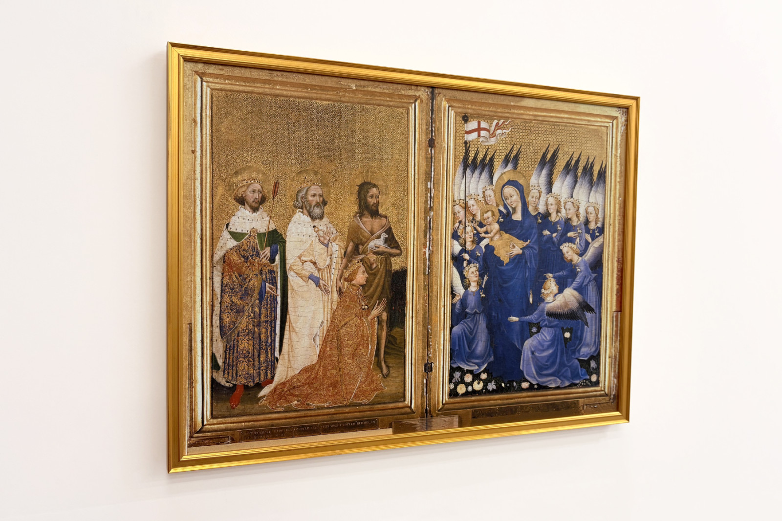 Richard II Presented to the Virgin and Child by His Patron Saint John the Baptist and Saints Edward and Edmund, c.1395-99 - Master of the Wilton Diptych