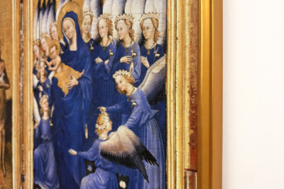 Richard II Presented to the Virgin and Child by His Patron Saint John the Baptist and Saints Edward and Edmund, c.1395-99 - Master of the Wilton Diptych