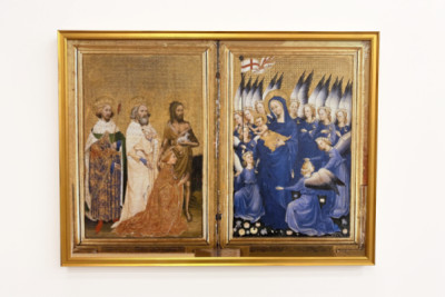 Richard II Presented to the Virgin and Child by His Patron Saint John the Baptist and Saints Edward and Edmund, c.1395-99 - Master of the Wilton Diptych