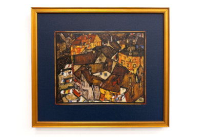Crescent of Houses, Krumau (now Český Krumlov, Czechoslovakia) - Crescent of Houses, Krumau (The Small City V), by Egon Schiele (1890-1918)