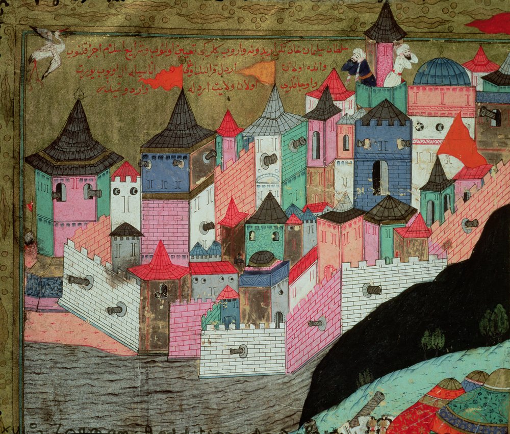 The Siege of Belgrade in 1521, illustration from 'The Military Campaigns of Suleyman I (1494-1566) the Magnificent' (The Hünername) by Lokman, published 1588 (detail of 181211) by Islamic School