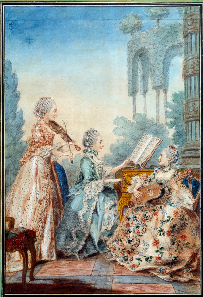 The three daughters of the composer Joseph Nicolas Pancrace Royer performing the score of the ballet Zaide by Carmontelle