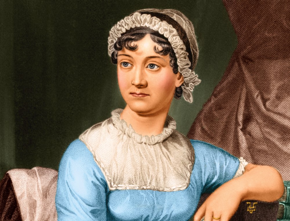jane austen blue dress portrait of by English School: Fine art print evoking a sense of