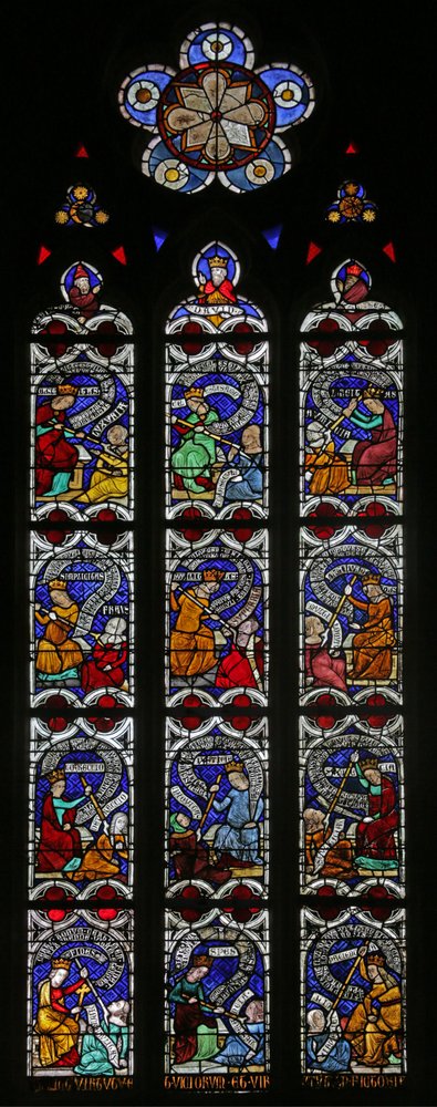 Window Depicting Psychomachia: The Vices and Virtues by French School
