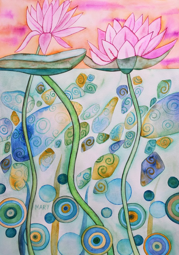 Water Lilies by Marys Watercolors