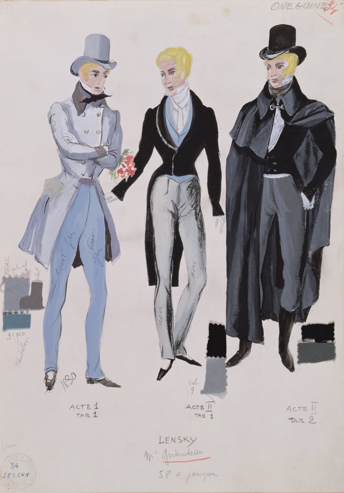 Lensky, Costumes from Acts I, II and III of the Opera 'Eugene Onegin'