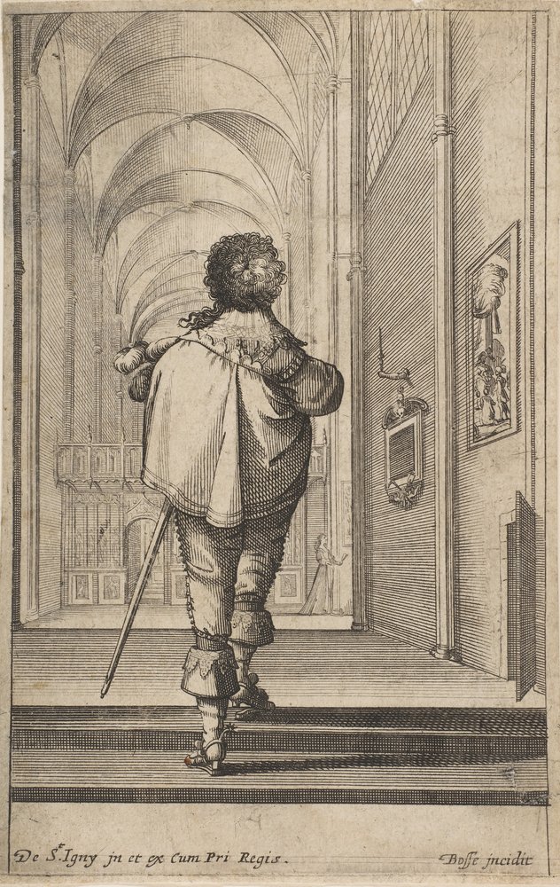 A Gentleman Seen from Behind Walking into a Church by Abraham Bosse