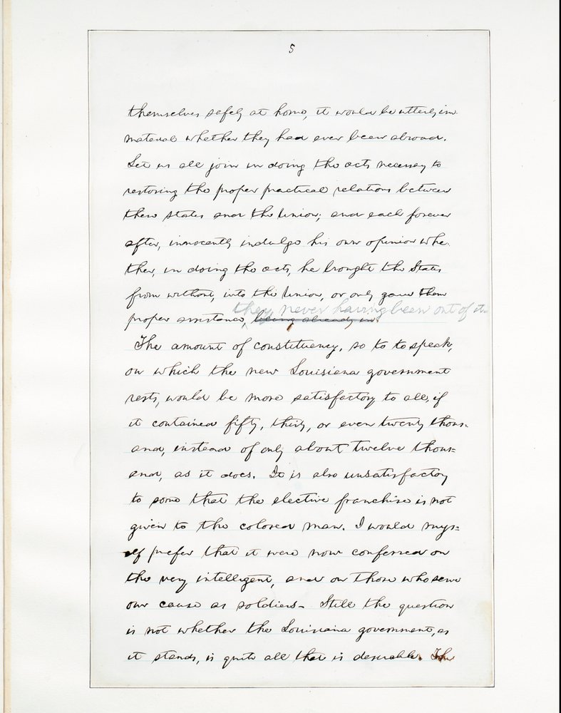 Autograph manuscript of Lincoln's last address as President, delivered ...