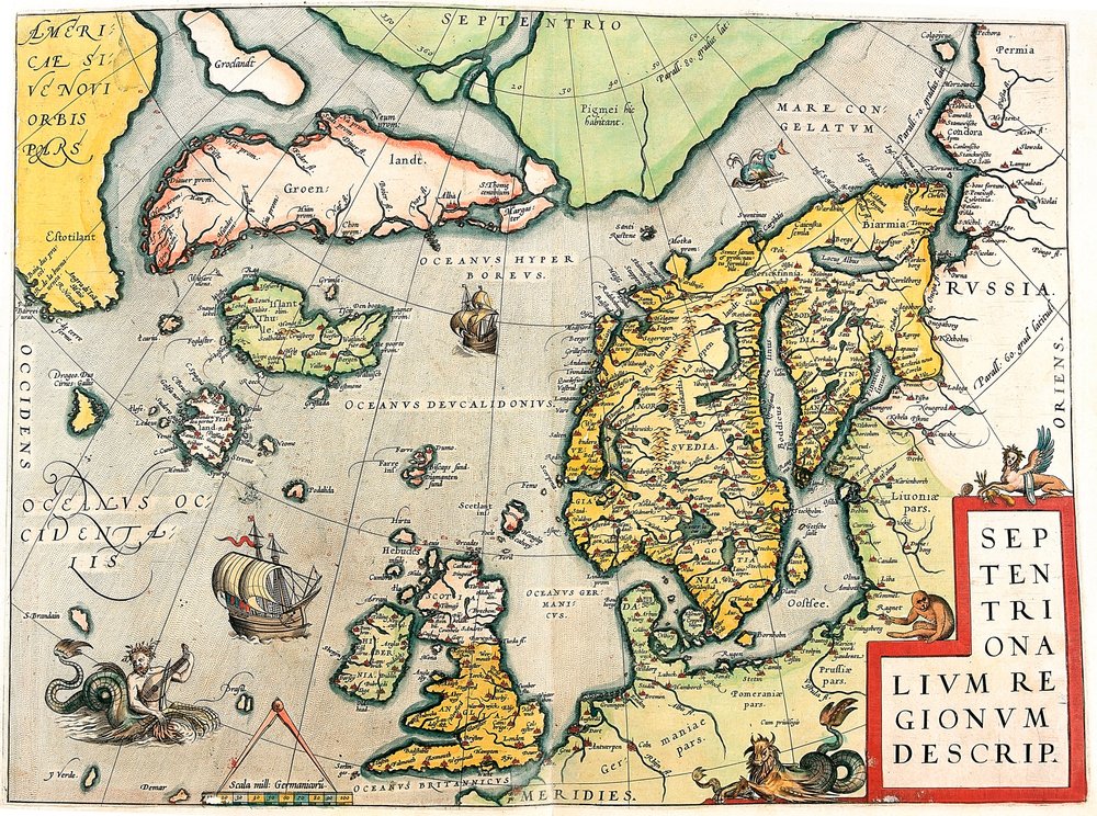 Geography map of Scandinavia and Northern Europe from 'Theatrum Orbis Terrarum' by Abraham Ortelius by Abraham Ortelius