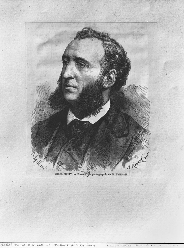 Portrait of Jules Ferry engraved by J. Robert from a photograph by M. Thiebault by Achille-Isidore Gilbert