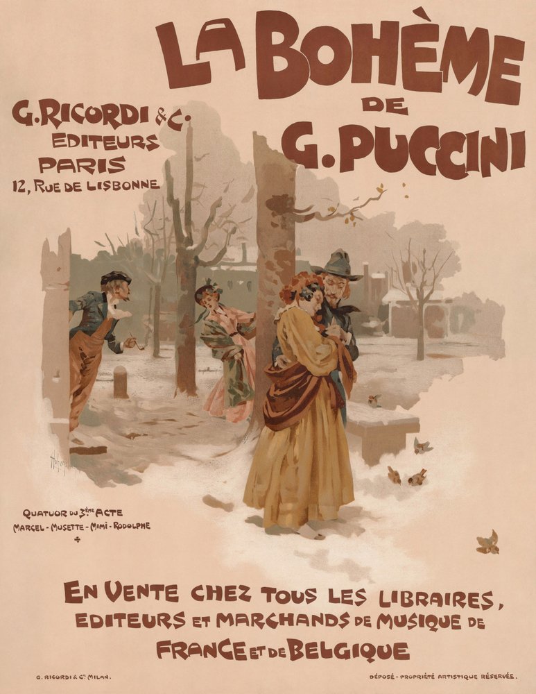 Poster for the opera La Bohème by Giacomo Puccini, 1895 by Adolfo Hohenstein