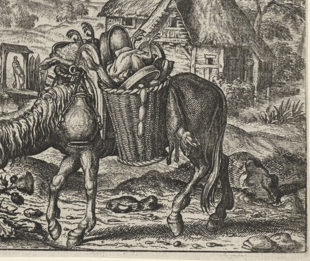 Fable of the Donkey Laden with Delicacies by Egidius  Sadeler (II)