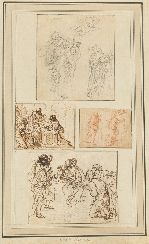 Studies of an Apostle Guided by an Angel and the Adoration of the Shepherds by Agostino Masucci