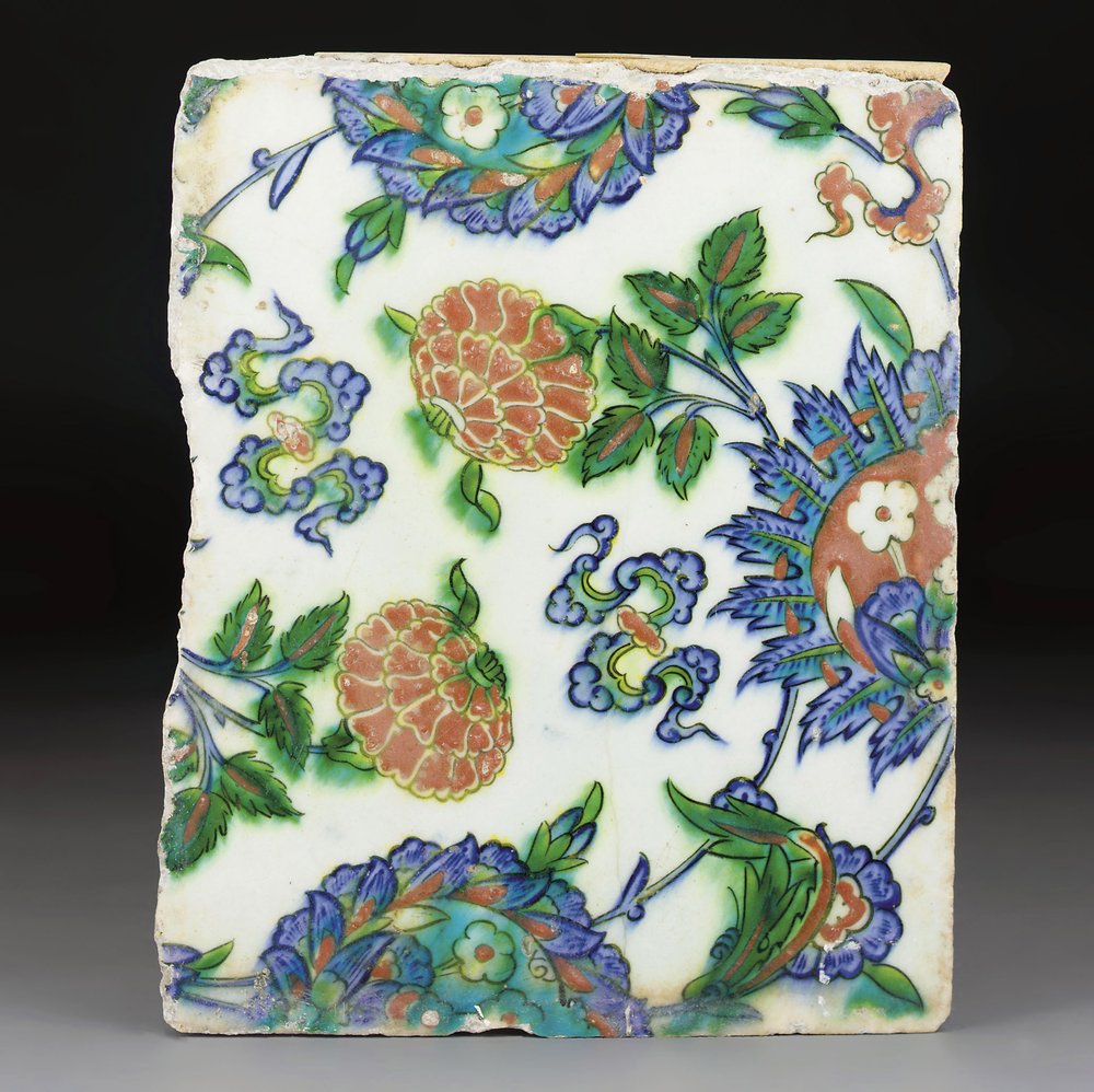 An Iznik polychrome pottery tile, Ottoman Turkey, Late 16th century