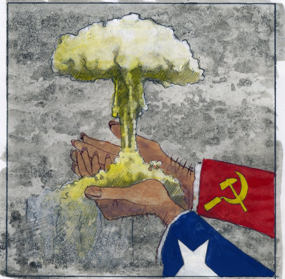 Allegorical representation of the Cold War as American and Soviet