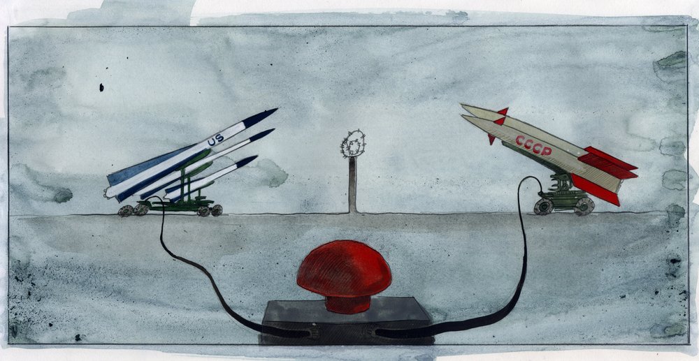 Allegorical Representation of the Cold War with the Big Red Button