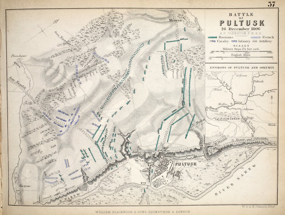 Map of the Battle of Pułtusk, published by William Blackwood and Sons ...