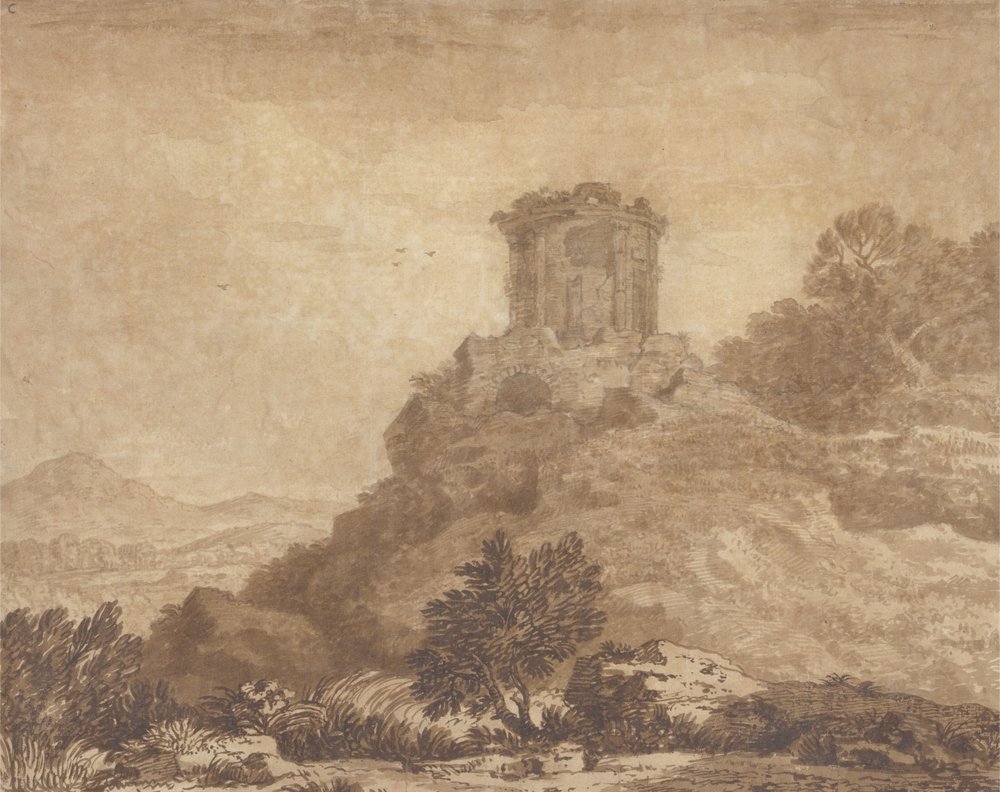 Landscape with a ruined temple, c.1756 by Alexander Cozens