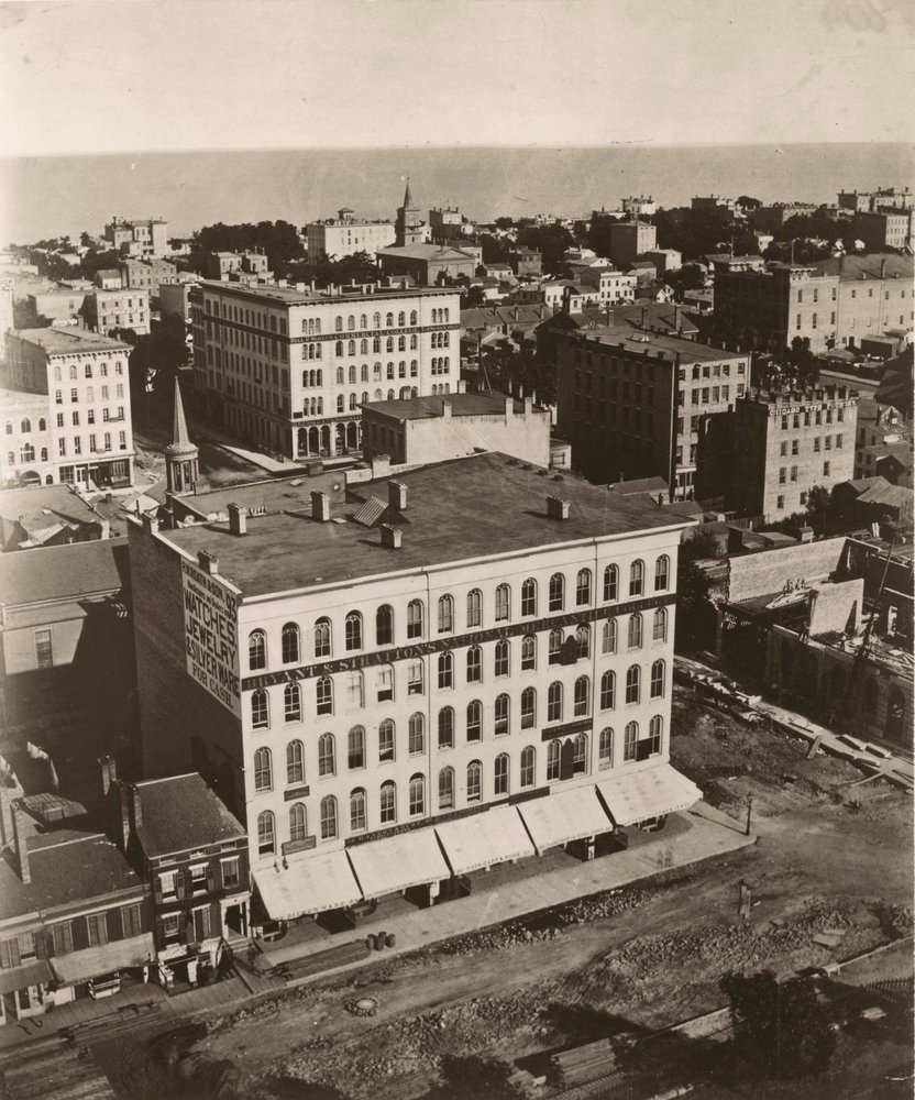 View east-southeast from the cupola of the courthouse in Chicago by Alexander Hesler