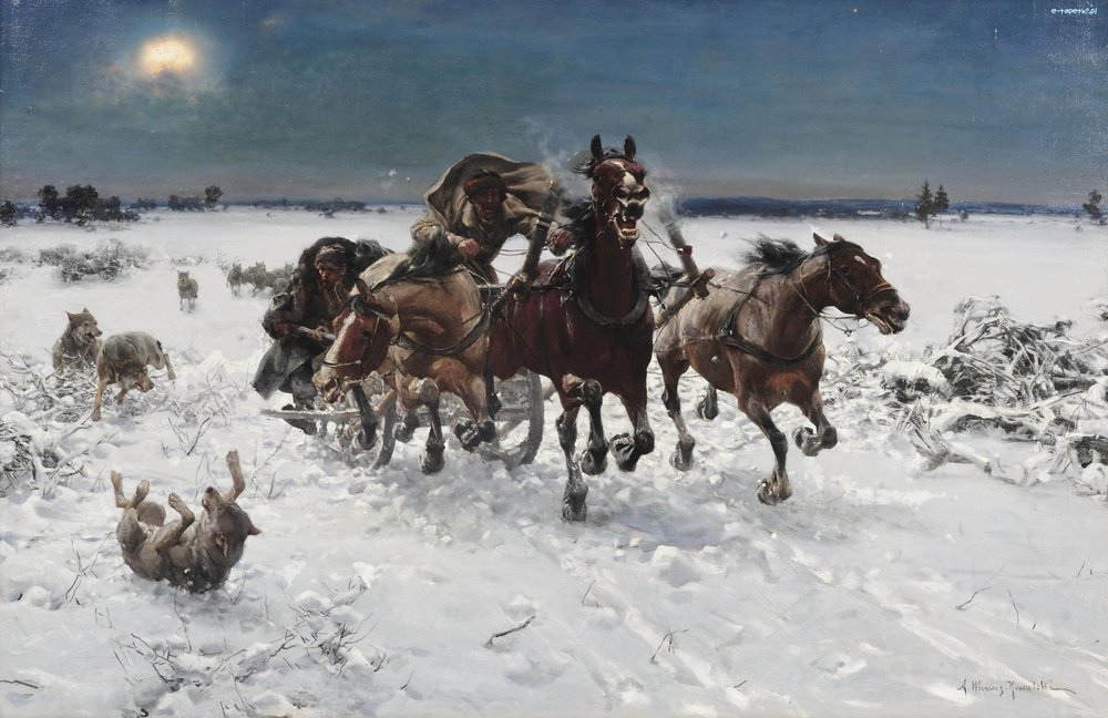 Hunting Wolves by Alfred von Wierusz-Kowalski