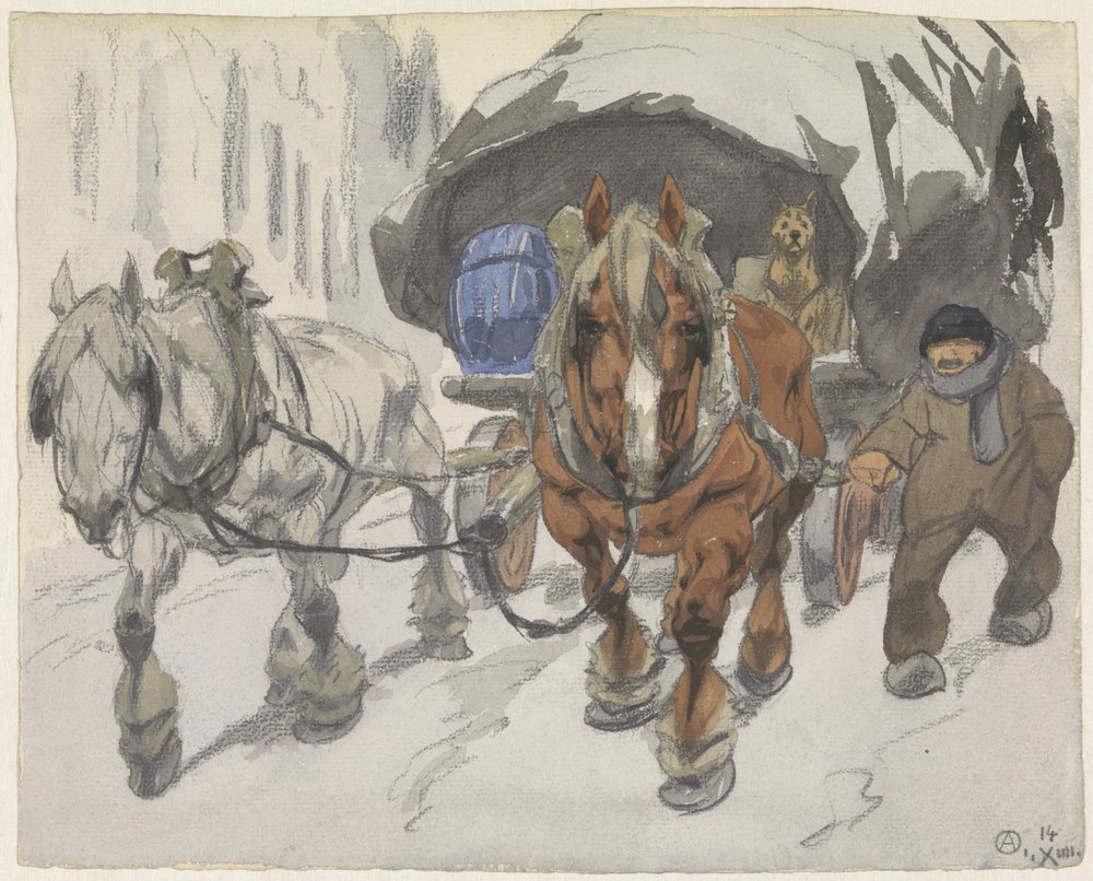 Farm Wagon with Two Horses by Alfred Ost