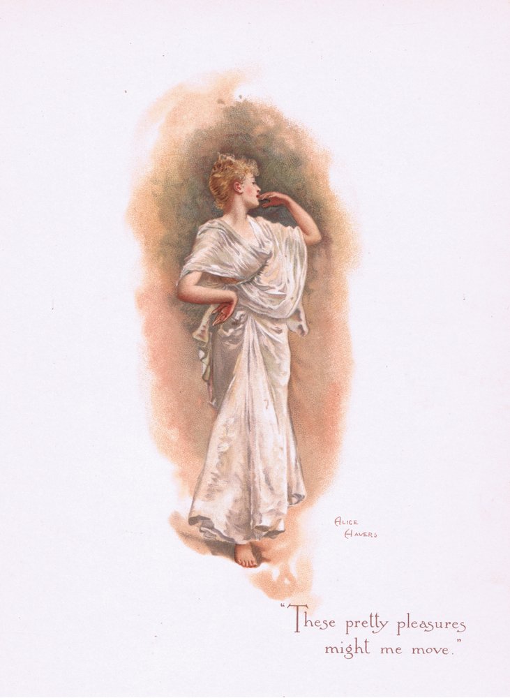 These pretty pleasures might we move, from Some Old Love Songs published by Hildesheimer & Faulkner, 1892 by Alice Havers