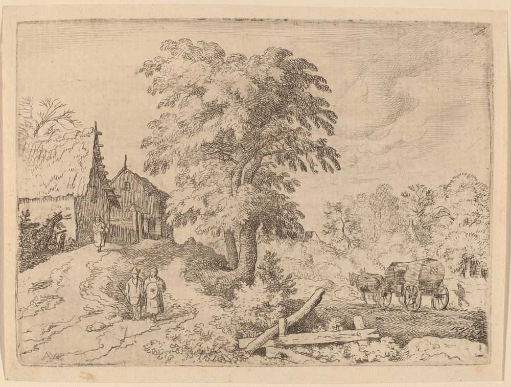Cart with Two Draft Horses by Allart van Everdingen
