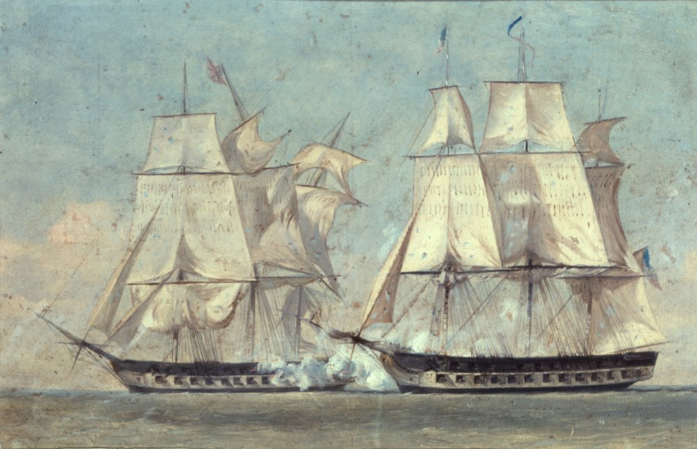 Battle between the United States and the Macedonian, October 25, 1812 by Alonzo Chappel