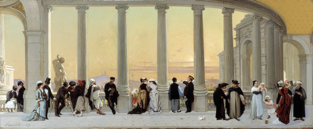 Characters on the Terrace of the Palace Longchamp in Marseille by Amedee Ternante Lemaire