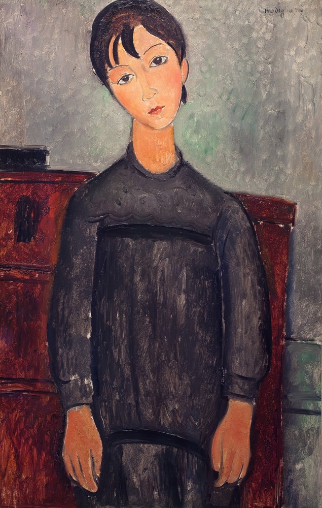 Little girl in a black apron by Amedeo Modigliani