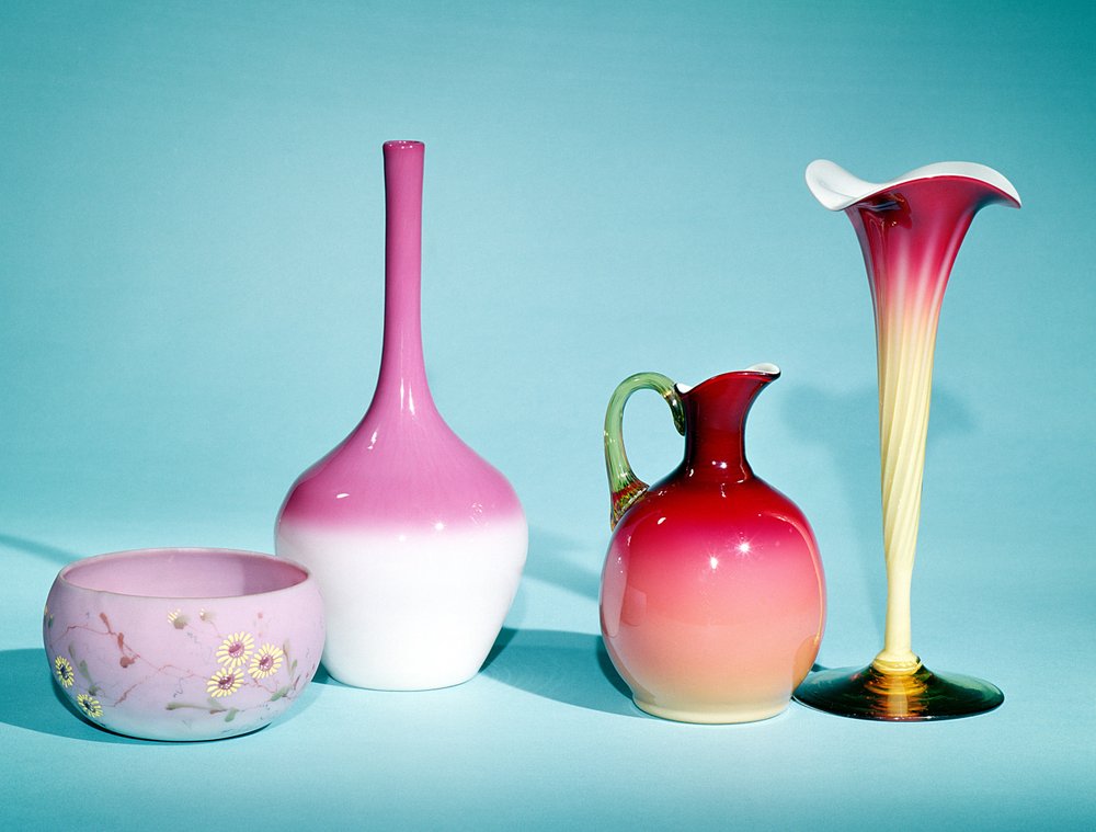 Bowl, Vases and Jug, late 19th century with original paper-label, Mount by American School