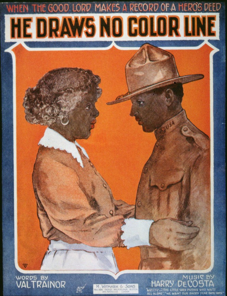 American World War I Songsheet for 'He Draws No Color Line'