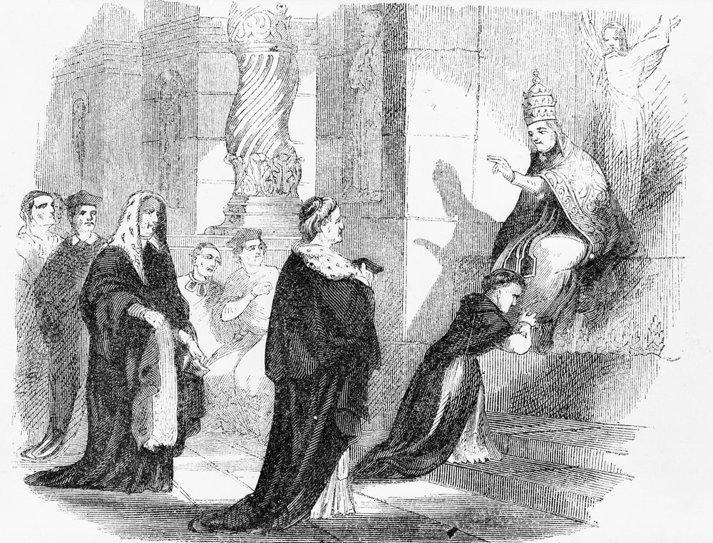 Illustration from an Anti-Catholic pamphlet showing a priest kissing ...