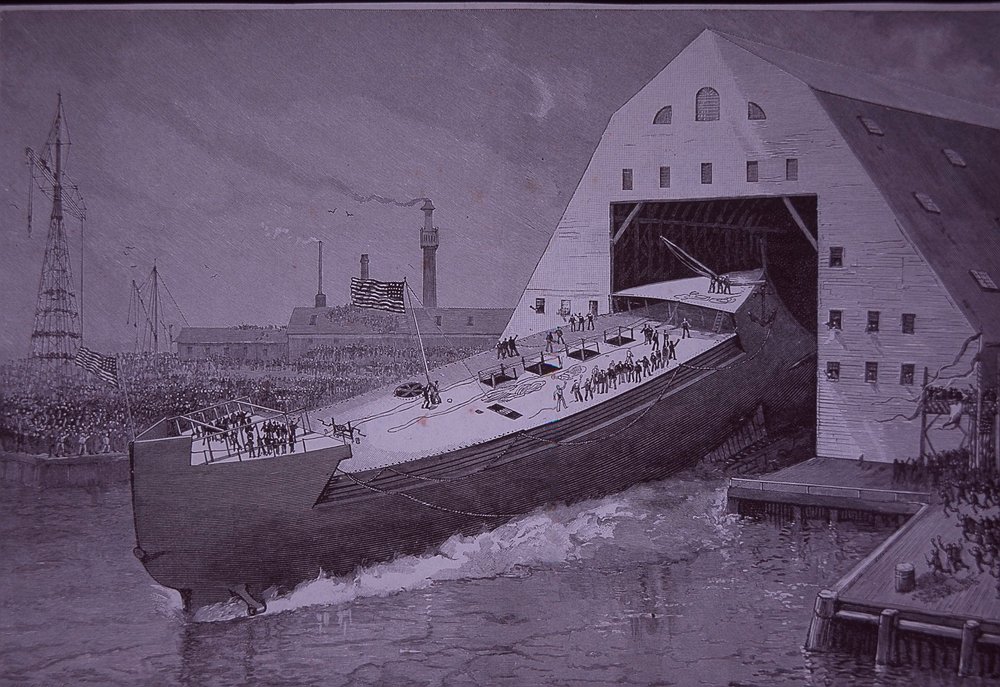 Launch of USS Maine, Eight Years Before It Was Sunk by American School