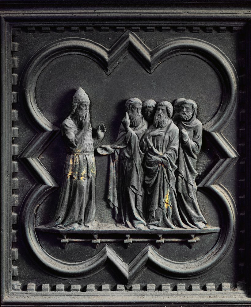 Zechariah is Struck Dumb (second panel of the South Doors of the Baptistery of San Giovanni, 1336) by Andrea Pisano