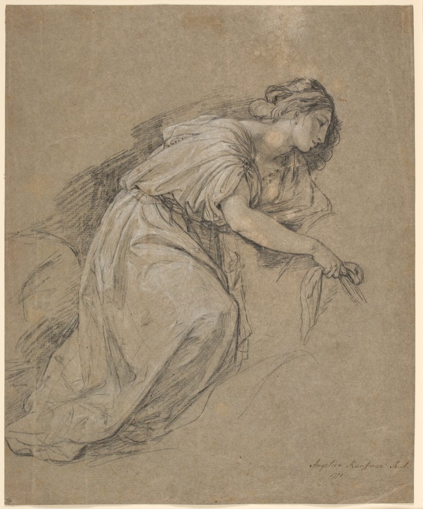 Study from Life of a Kneeling Woman in Profile by Angelica Kauffmann