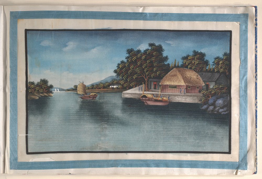 Album Containing Twelve Paintings of Scenes Along a River