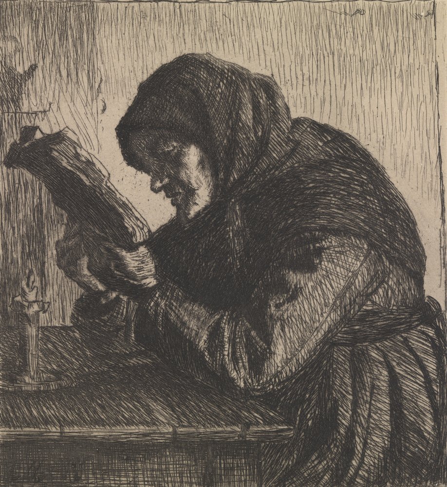 Old Woman Reading by Anna Ancher: Premium art reproduction