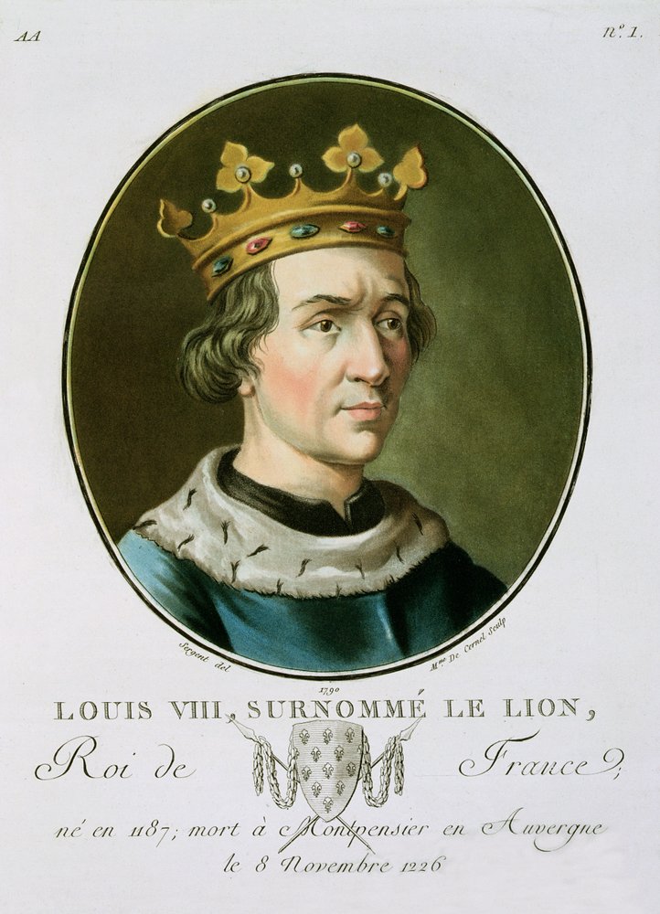 Portrait of Louis VIII, called “Le Lion”, King of France (1187-1226), engraved by Madame de Cernel, 1790 by Antoine Louis Francois Sergent-Marceau