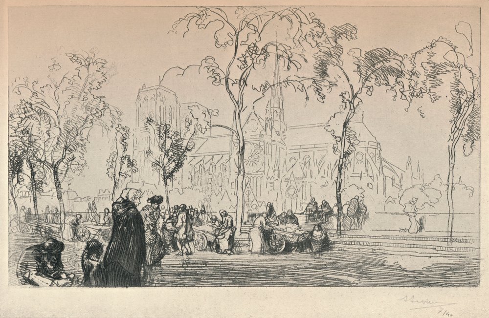 Notre Dame Viewed from the Quai Montebello by Auguste Louis Lepère