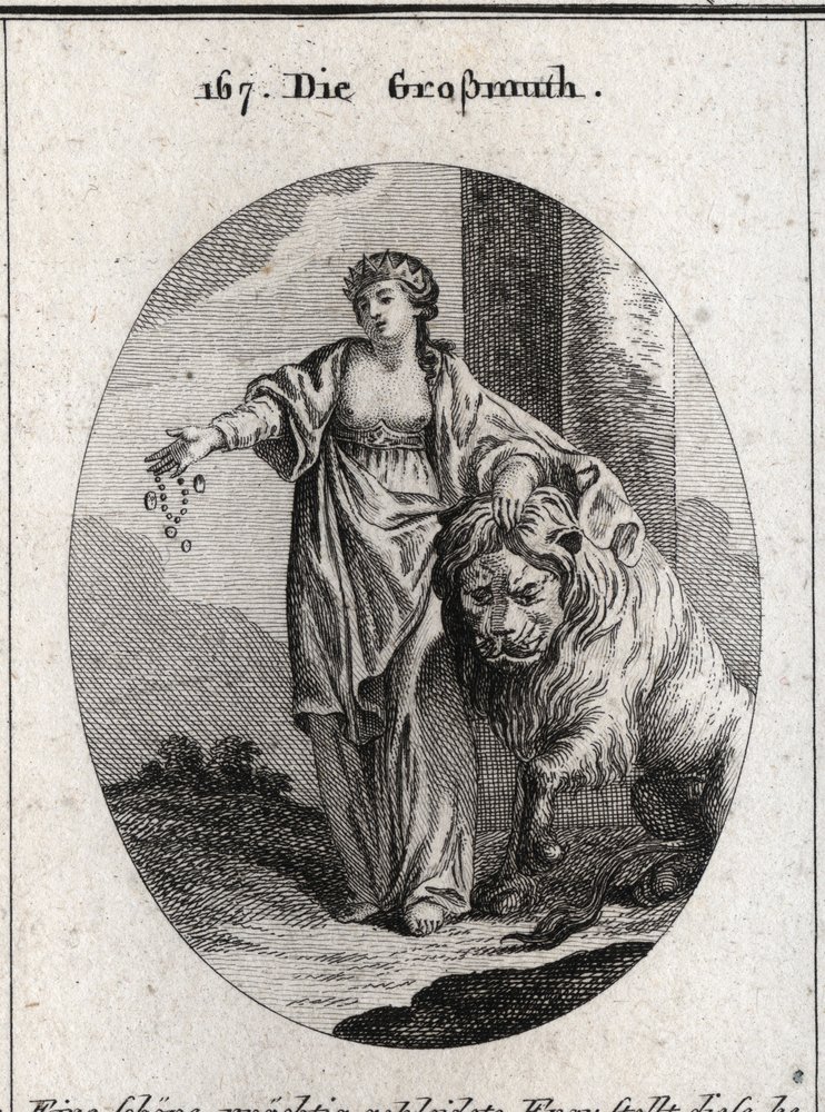Allegory of generosity bearing a golden crown on the head and chest ...