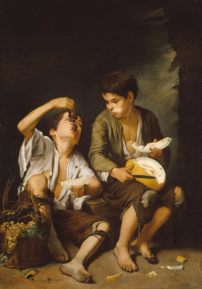 Boys Eating Grapes and Melon by Bartolomé Esteban Murillo