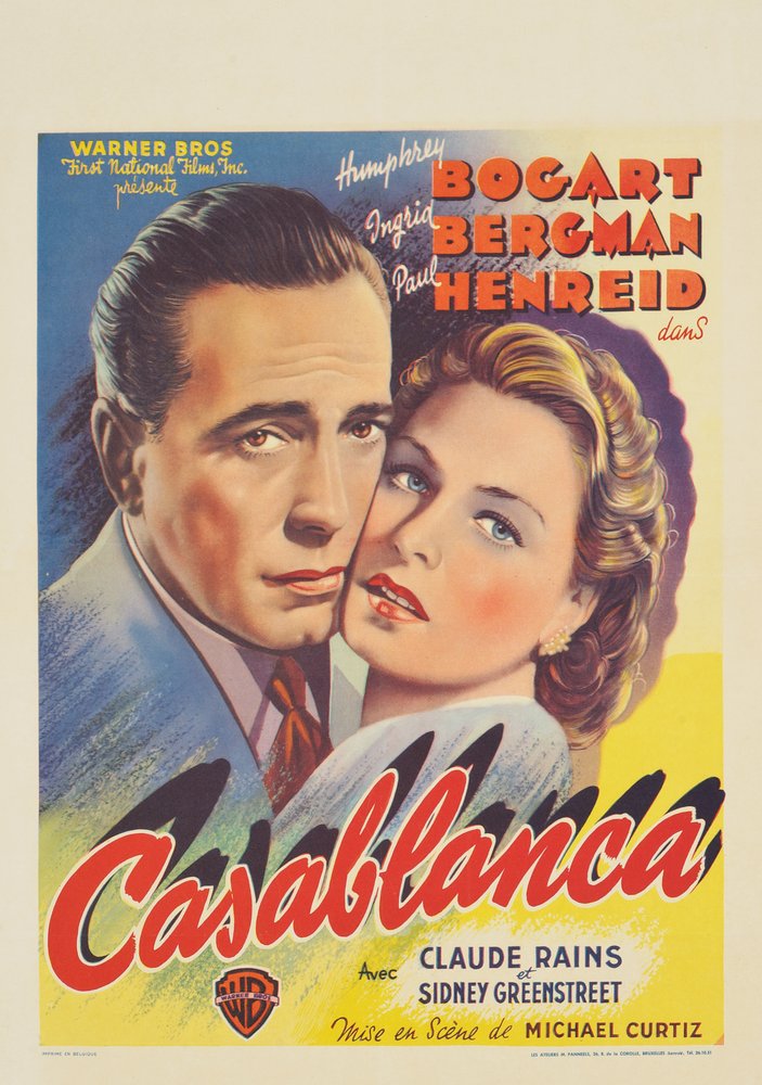 A Belgian poster advertising the film "Casablanca" by Belgian School