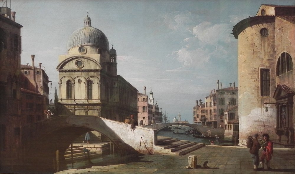 Architectural fantasy with Santa Maria dei Miracoli, Venice by Bernardo Bellotto