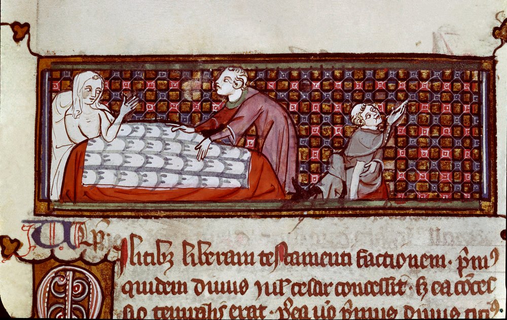 A Sick Person Dictating His Will (Miniature) by Byzantine