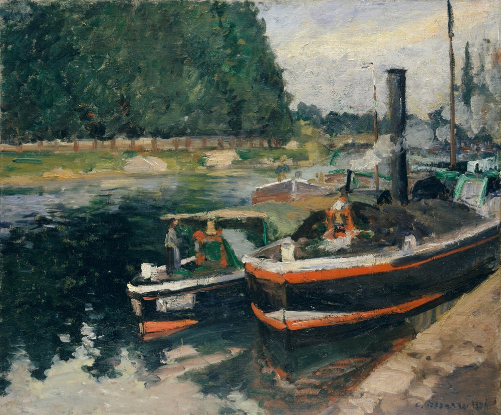 Cargo Ships in the Harbour of Pontoise by Camille Jacob Pissarro