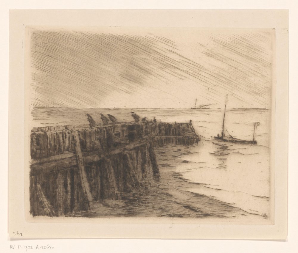 Pier in Vlissingen by Carel Nicolaas Storm van 's Gravesande
