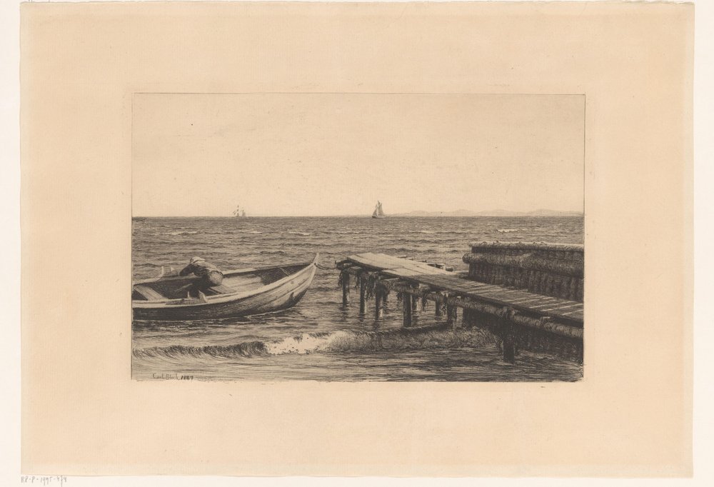 Rowboat at a Pier by Carl Bloch
