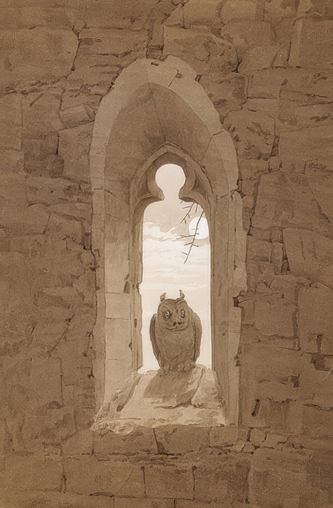 The Owl in the Gothic Window. c. 1836 by Caspar David Friedrich